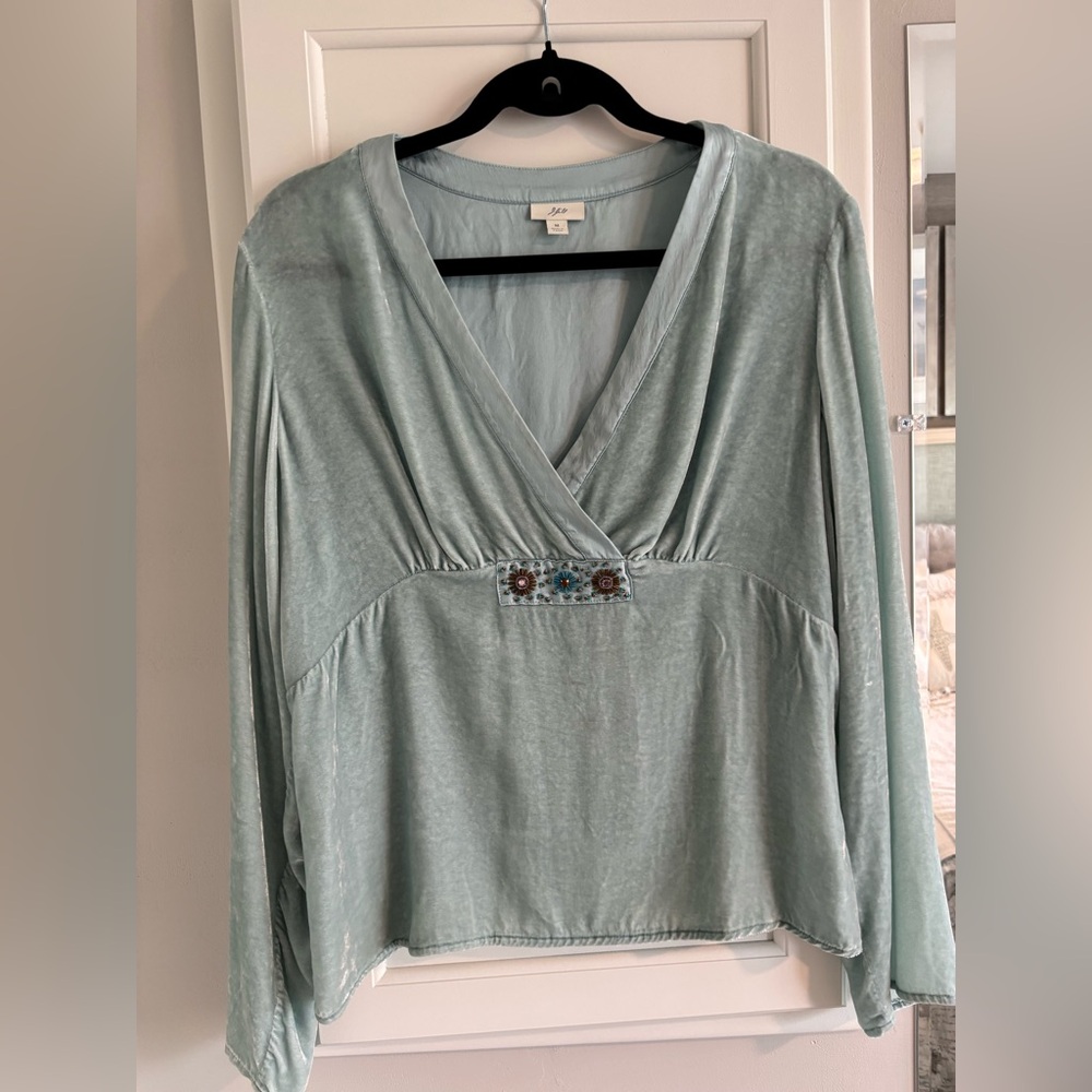 J. Jill Light Blue Women's Blouse with Embellished Detail